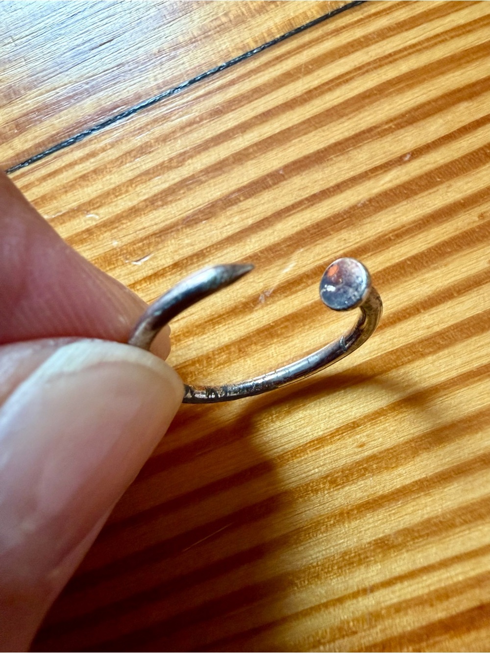 VERAMEAT Adjustable Sterling Silver Rusty Nail Ring